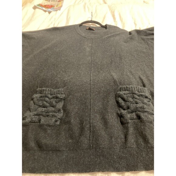 Kerisma One Size Navy Boho Short Sleeve Crew Neck Wool Blend Tunic Pockets - Picture 7 of 10